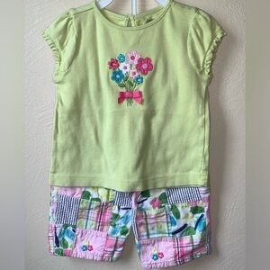 2T girls Gymboree Flower Bouquet top & quilted Capri pants